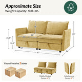 HULALA HOME 127'' Modular Sectional Sofa, Oversized U Shaped Couch with Storage Ottoman, Comfy Chenille Sofa with Deep Seat, 6 Seat Convertible Couches for Living Room, Beige