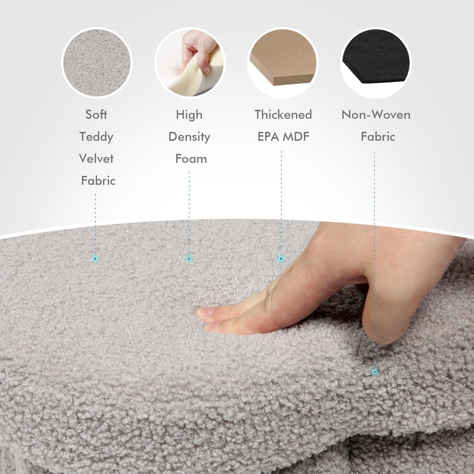 B FSOBEIIALEO Storage Ottoman Cube, Flowers Shaped Ottomans with Storage Foot Stool Footrest for Lving Room, Boucle Ottoman Seat for Dorm Room,Faux Teddy Fur, Cream White 12.6"x12.6"x12.6"