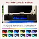 oneinmil 70" Floating TV Stand with 36" Electric Fireplace, Wall Mounted Fireplace Entertainment Center with Storage, Fire Place TV Console for Living Room, All Black