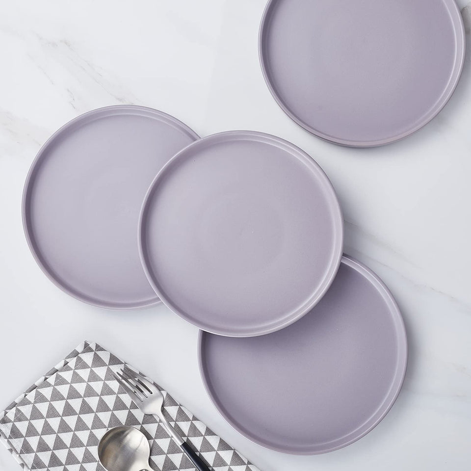 Stone Lain Celina Stoneware 32 Piece Dinnerware Set, Plates and Bowls, Black Matte Dish Collection, Service for 8 – Contemporary Minimalist Style, Microwave & Dishwasher Safe