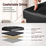 Storage Ottoman Foot Rest Stool, Foldable Leather Footstool Storage Bench with Thicker Foam Padded Seat. Foot Rest Under Desk for Living Room Bedroom 350 lbs, 17x13x13 in, Brown