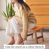 Foot Stool,Ottoman,Bamboo Small Sofa Foot Rest Under Desk,Extra Seating for Living Room, Bedroom and Kitchen(Brown Stool Legs - Beige Surface)