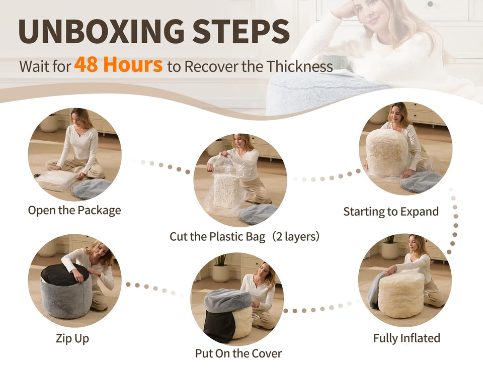 Round Ottoman Foot Rest for Couch 20"x15" Foot Stool Ottoman Pouf with Foam Chunk Filling Small Ottomans Foot Stools Poufs for Living Room Dark Grey Poof Hassocks and Ottomans Soft Foot Rest for Chair