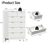 Fluted Dresser for Bedroom with 9 Drawers, 57" Wide Modern Chest of Drawers with Metal Handle, Wooden Dresser TV Stand, Wood Closet Clothes Storage Organizer for Living Room, Hallway, Natural Oak