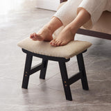 Foot Stool,Ottoman,Bamboo Small Sofa Foot Rest Under Desk,Extra Seating for Living Room, Bedroom and Kitchen(Brown Stool Legs - Beige Surface)