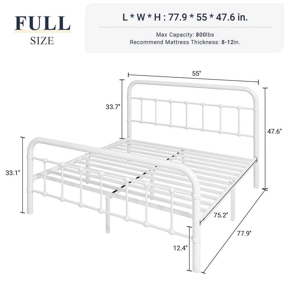 Allewie King Size Metal Platform Bed Frame with Victorian Style Wrought Iron-Art Headboard/Footboard, No Box Spring Required, Black