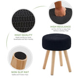 Wimarsbon Pouf Ottoman, 100% Cotton Knitted Boho Footstool, Round Footrest with Non-Skid Wood Legs, Home Décor Handmade Pouffe, Leisure Floor Step Stool for Living Room (Beige)