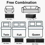 AmasSmile Footrest Ottoman Bench with Storage,34Inch Black Leather Footstool, Coffee Table, Padded Seat, Storage Chest,Blanket Store with Flipping Lid for Livingroom and Bedroom