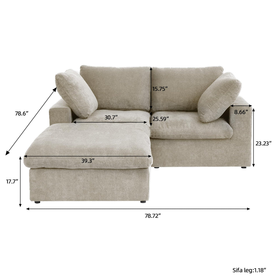 160.6" Cloud Couch Modular Sectional Sofa for Livingroom,Oversized Convertible Sofa with Storage Ottomans,6 Seat Wide Couches,Cushion Covers Removable (Khaki, 6 Seater)