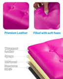 AmasSmile Storage Ottoman Folding Foot Rest Stool, Leather Footstool Bench, Short Ottoman Stool, Storage Foot Rest Store, Books (Black, 17" D x 13" W x 13" H)