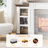 80" Fireplace TV Stand for TVs Up to 90 Inch, Electric Fireplace with Mantel, Farmhouse Entertainment Center with Storage, Realistic Stacked Stone Surround with Remote Control for Living Room