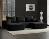 Boneless Sectional Cloud Couch Sofa for Living Room, 112" U-Shaped Modular Modern Lounge Sleeper Black Couches with Chaise, No Assemble, Cordury Compression Upholstered Sofas