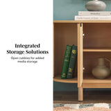 Walker Edison Chloe Curved Reeded TV Stand, Sliding Doors, 65 Inch, 60 inch, Mocha