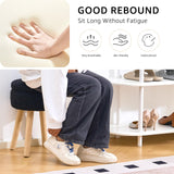 Wimarsbon Pouf Ottoman, 100% Cotton Knitted Boho Footstool, Round Footrest with Non-Skid Wood Legs, Home Décor Handmade Pouffe, Leisure Floor Step Stool for Living Room (Beige)