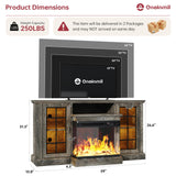 oneinmil 36 Inch 3-Sided Glass Fireplace TV Stand for TVs up to 80", Rustic Media Entertainment Center Console Table with Glass Door Closed Storage, Set of TV Table, White