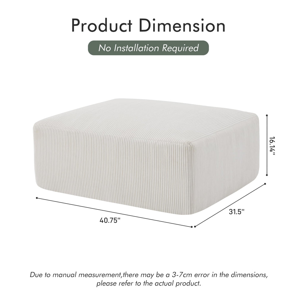 Boneless Sectional Cloud Couch Sofa for Living Room, 112" U-Shaped Modular Modern Lounge Sleeper Black Couches with Chaise, No Assemble, Cordury Compression Upholstered Sofas