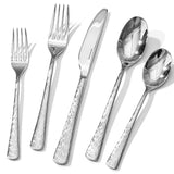 KINGSTONE Hammered Silverware Set, Flatware Set, 18/10 Stainless Steel Premium Cutlery with Unique Ripple Handles Design Mirror Polished - Dishwasher Safe (40-Piece)