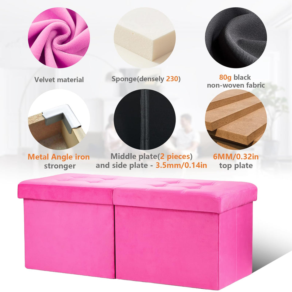 AmasSmile Footrest Ottoman Bench with Storage,34Inch Black Leather Footstool, Coffee Table, Padded Seat, Storage Chest,Blanket Store with Flipping Lid for Livingroom and Bedroom