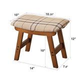 Foot Stool,Ottoman,Bamboo Small Sofa Foot Rest Under Desk,Extra Seating for Living Room, Bedroom and Kitchen(Brown Stool Legs - Beige Surface)