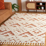 SAFAVIEH Area Rug 8x10 - Moroccan Tassel Shag Collection - Large - Ivory & Brown, Boho Design, Non-Shedding & Easy Cleaning, Plush Pile, Ideal for Living Room, Bedroom, Dining Space (MTS688A)