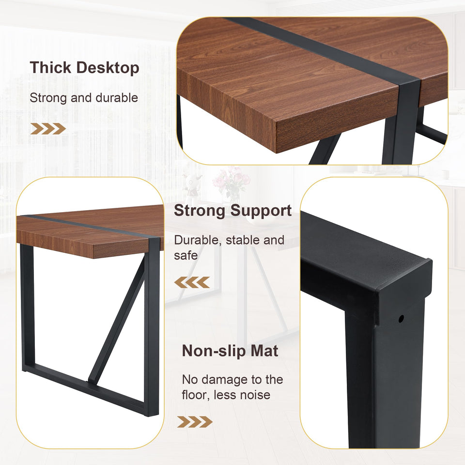 MUUOKY Dining Table Set for 4, Modern 55'' Wood Dinette Table Set for 4 with Fabric Dining Chairs,Table and Chairs Set of 4,Ideal for Kitchen Dining Room