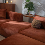 Acanva Luxury Modern Tight Curved Back Velvet Sofa, Minimalist Style Comfy Couch for Living Room Apartment, 3 Seater, Cream