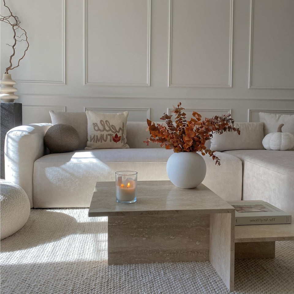 Acanva Luxury Modern Tight Curved Back Velvet Sofa, Minimalist Style Comfy Couch for Living Room Apartment, 3 Seater, Cream