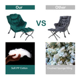 LITA Lazy Chair with Ottoman, Modern Accent Leisure Upholstered Lazy Sofa Armchair, Contemporary Lounge Reading Chair with Armrests and a Side Pocket for Living Room, Bedroom & Small Space, Dark Grey