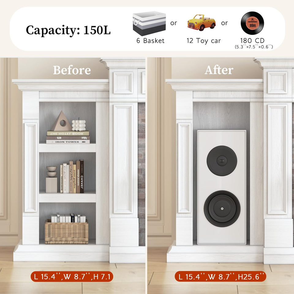 80" Fireplace TV Stand for TVs Up to 90 Inch, Electric Fireplace with Mantel, Farmhouse Entertainment Center with Storage, Realistic Stacked Stone Surround with Remote Control for Living Room