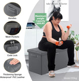 DocSafe Storage Ottoman with Lock,Fireproof Folding Ottoman Foot Rest Stool Storage Chest with Storage Safe for Important Documents,Waterproof 17 Inches Short Ottoman Foot Stool with Handles,Black