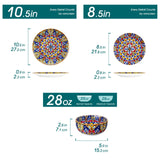 vancasso 24 Pieces Dinnerware Sets, Plates and Bowls Set, Porcelain Dishes Set for 6, Microwave and Dishwasher Safe, Scratch Resistant, Bohemian Style Dining Ware Service for 6, Series SIMI