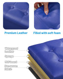 AmasSmile Storage Ottoman Folding Foot Rest Stool, Leather Footstool Bench, Short Ottoman Stool, Storage Foot Rest Store, Books (Black, 17" D x 13" W x 13" H)