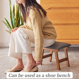 Foot Stool,Ottoman,Bamboo Small Sofa Foot Rest Under Desk,Extra Seating for Living Room, Bedroom and Kitchen(Brown Stool Legs - Beige Surface)