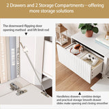 UKAOCAI 86.61'' Tambour TV Stand for 55-85 Inch, Modern Entertainment Center with Large Storage Cabinet & Open Shelves, TV Console with Sliding Doors for Living Room, Bedroom, Natural