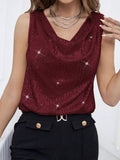 Sequin Cowl Neck Tank