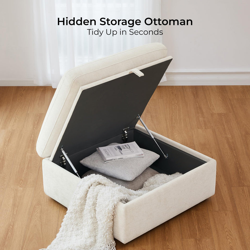 CHITA Oversized Modular Sectional Sofa, FSC Certified L Shaped Sectional Couches for Living Room, 112 inch Width,4 Seat Modular Sofa with Storage Ottoman, Linen