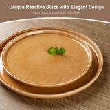 GBHOME Ceramic Dinnerware Sets for 8, 24 Pieces Stoneware Plates and Bowls Sets, Scratch Resistant Dishes, Dishwasher & Microwave Safe, Reactive Glaze-Green Wheat