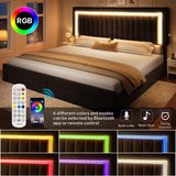 YITAHOME King Size Bed Frame with Adjustable Headboard, 4 Storage Drawers and RGB LED Lights, Velvet Upholstered Platform Bed with USB Ports, No Box Spring Needed, Fast Assembly, Noise-Free, Black