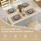 POWERSTONE Dining Table Set for 4, Kitchen Table Chairs Set of 4 with Rubber Wood Legs, Farmhouse 5 Piece Dining Table Set Solid Wood for Kitchen Dining Room Dinner (Brown)