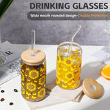 DWTS DANWEITESI Glass Cups with Lids and Straws 4 pcs,16oz Drinking Glasses Set for Coffee Bar Accessories,Iced Coffee Cups with Lids,Matcha Cup Glass Tumbler Reusable for Gifts