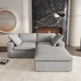 160.6" Cloud Couch Modular Sectional Sofa for Livingroom,Oversized Convertible Sofa with Storage Ottomans,6 Seat Wide Couches,Cushion Covers Removable (Khaki, 6 Seater)