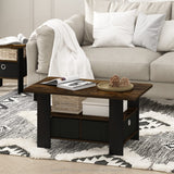 FURINNO Turn-N-Tube Coffee Table, 31.22D x 15.5W x 15.8H in, French Oak Grey/Black/Black