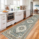 TOPRUUG Washable Oriental Area Rug - 12x15 Rugs for Living Room Soft Carpet for Bedroom Waterproof Floral Distressed Indoor Stain Resistant Non-Shedding Floor Carpets (Green, 12x15)