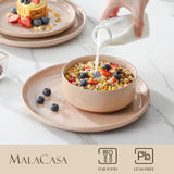 MALACASA Plates and Bowls Sets, 24 Pieces Modern Ceramic Dinnerware Set for 8 Kitchen Stoneware Dishes Dishware Set Microwave and Dishwasher Safe, White, Series TARA