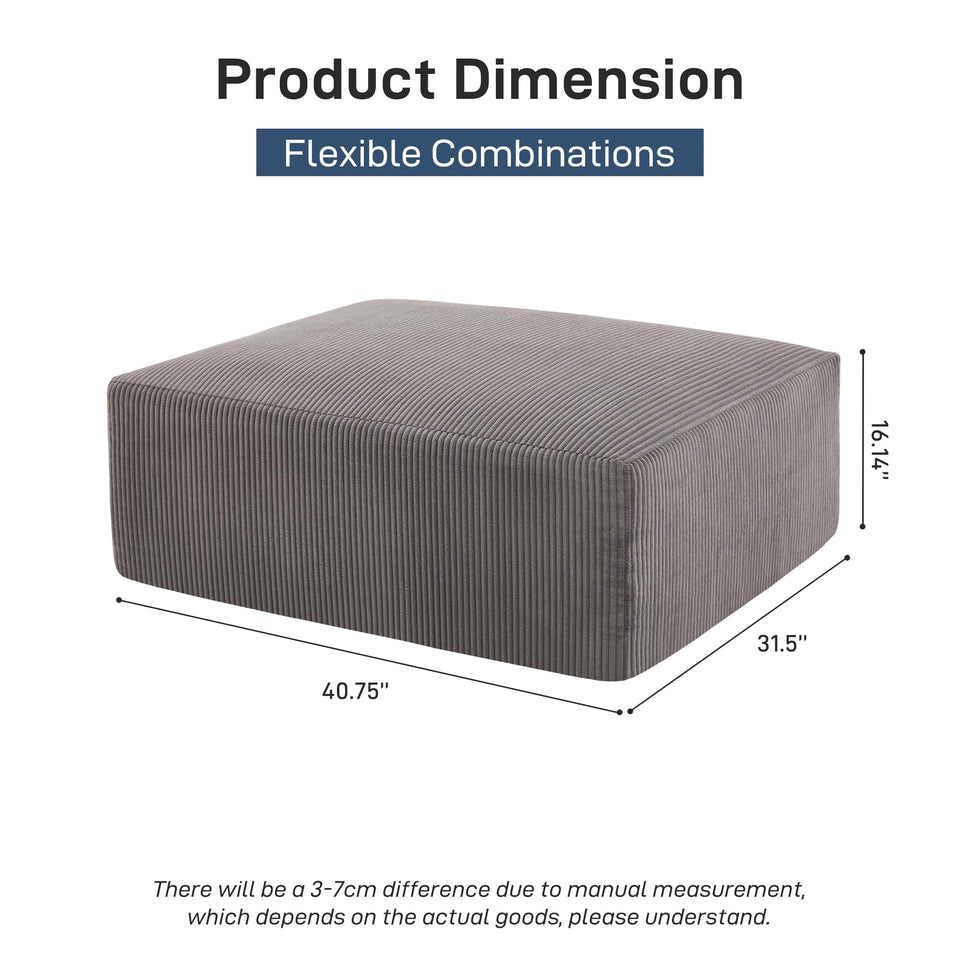 Sectional Cloud Boneless Sofa Couches for Living Room-113'' Beige 3 Seater U-Shaped Modern Lounge Couch-No Assembly Modular Corduroy Convertible Sponge Sleeper Sofas with Chaise for Home House