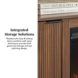 Walker Edison Chloe Reeded TV Stand with Fireplace Insert, 75 Inch, 70 Inch, Coastal Oak