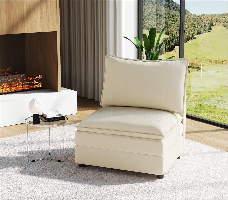 Vesgantti 142" U Shaped Sectional Couch, Comfy Cloud Modular Sectional Sofa with 2 Ottoman Deep Seat Chenille Modern Cloud Sofa, Modular Sofas for Living Room, Bedroom and Apartment, Beige