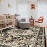 TOPRUUG Washable Oriental Area Rug - 12x15 Rugs for Living Room Soft Carpet for Bedroom Waterproof Floral Distressed Indoor Stain Resistant Non-Shedding Floor Carpets (Green, 12x15)