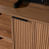 Walker Edison Chloe Curved Reeded TV Stand, Sliding Doors, 65 Inch, 60 inch, Mocha