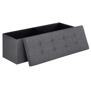SONGMICS MAZIE Collection - 43 Inches Folding Storage Ottoman Bench, Ottoman Foot Rest, End of Bed Bench, Storage Chest, Load 660 lb, for Living Room, Bedroom, Entryway, Dark Gray ULSF77K